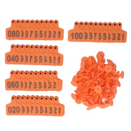 Animal Ear Tag Thick 01 To 100 Number Easy Identification Plastic Livestock Ear Tags for Cattle Goat Pig Orange with lettered cow ear tag