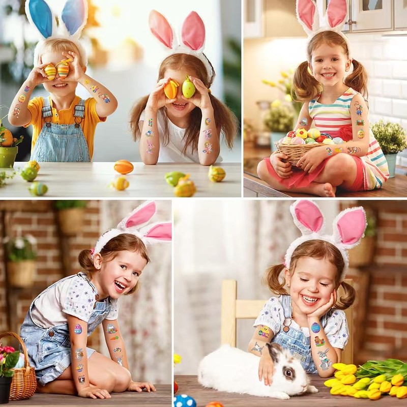 Easter Temporary Tattoos for Kids， Easter themed temporary tattoo stickers，easter