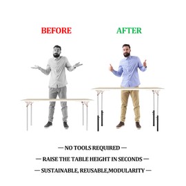 Folding table risers for Folding Tables Straight/Bent Leg, Durable Folding Table Leg Extensions 2 Levels/Heights Table Leg extenders-All for Treating Your Back pain(4-pack) (7.8 In (20cm)）