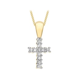 Carissima Gold Women's 9ct Yellow Gold Diamond Cross Pendant on Chain Necklace of 46cm/18"