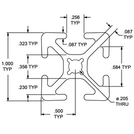 8020, 1010, 10 Series 1 Inch x 1 Inch T-Slotted Aluminum Extrusion DIY Extruded Linear Slot Bar Rail 80/20 (Smooth, Black Anodize, 12" Long)