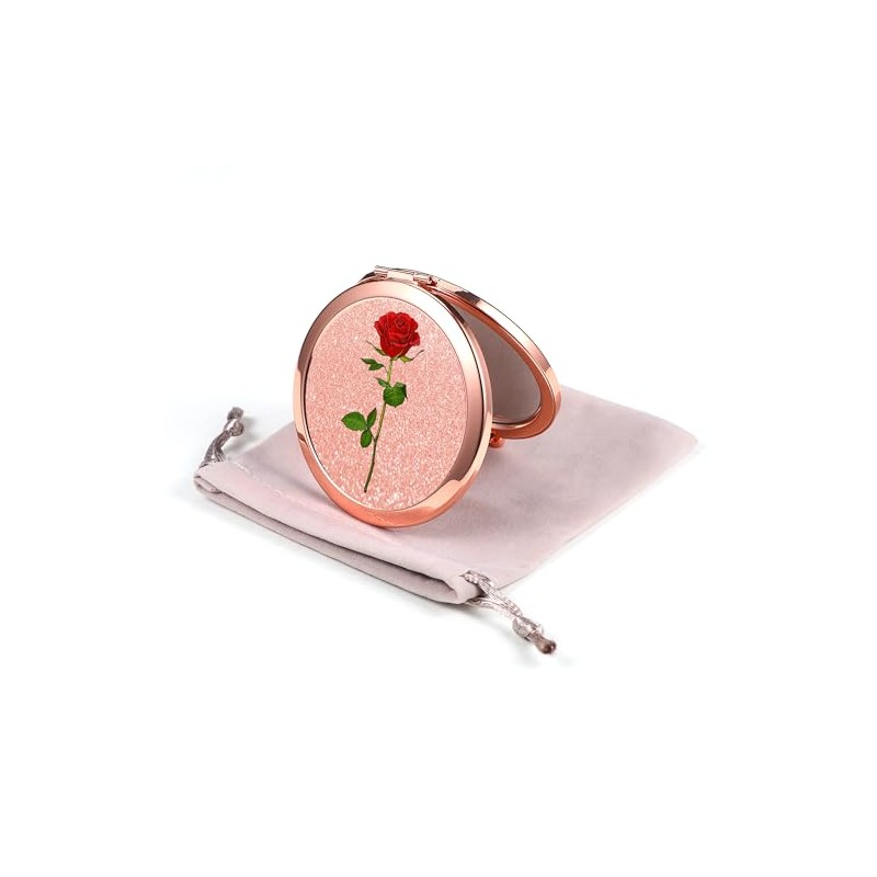 Dynippy Compact Mirror Rose Gold Makeup Mirror Folding Mini Pocket
