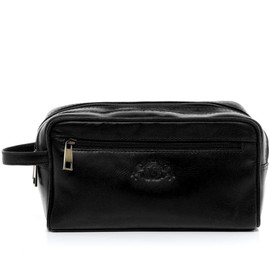 SID & VAIN Gatwick Men's Toiletry Bag Made of Premium Leather, Wash Bag, Large for Men and Women, Toiletry Bag, Handmade, black, Toiletry bag