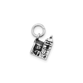 Sterling Silver Cathedral Charm Pendant with Detailed Architectural Design, Religious Faith Symbolism, Historic Church Replica, Christian Jewelry for Necklace or Bracelet, Mission Basilica Style