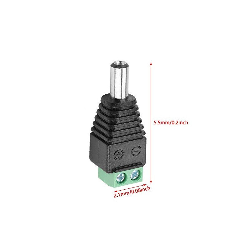 YWBL-WH Conectores DC Macho 5.5x2.1mm, 10 Unidades Adaptadores de Terminal
