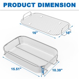 Crisper Basket & Smoke Rack for Ninja Woodfire Pro XL Outdoor Grill & Smoker OG800 OG900 Series, Non-Stick Air Fryer Basket with Roast Stand for Ninja OG850 OG951 OG901 OG952 Grill Accessories