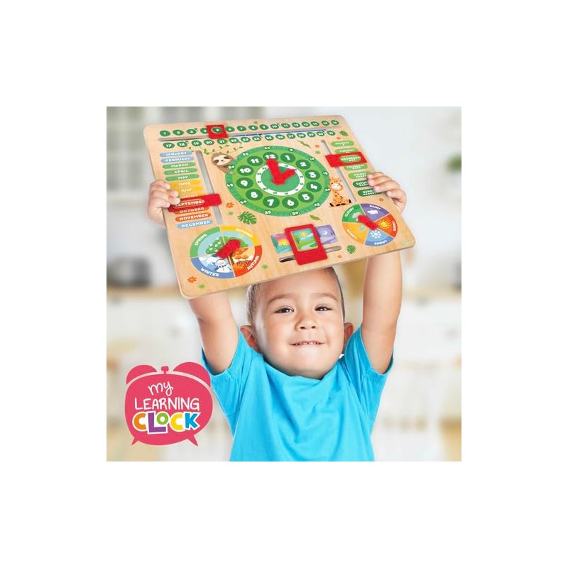 CRAZE My Learning Clock Animals English Language - Wooden Learning