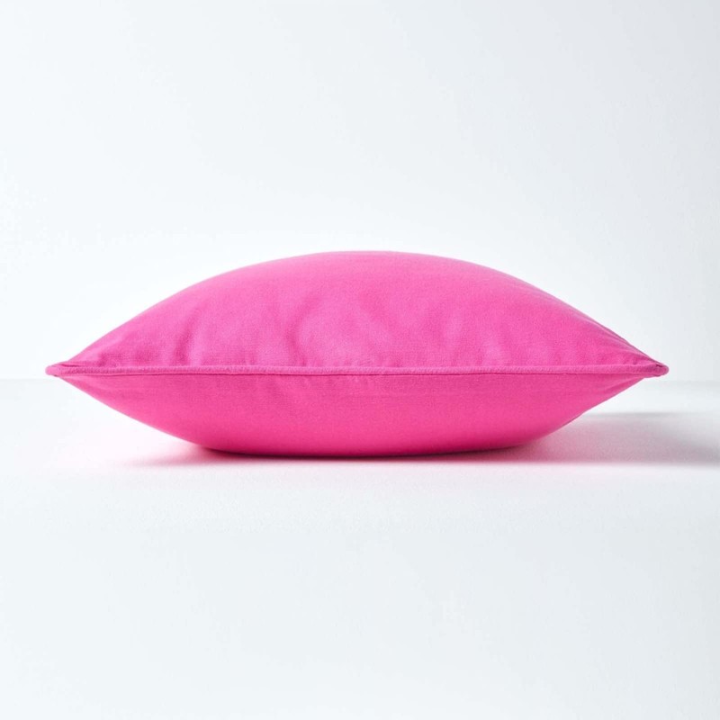 Homescapes - 100% Cotton Plain Cerise Cushion Cover - 45