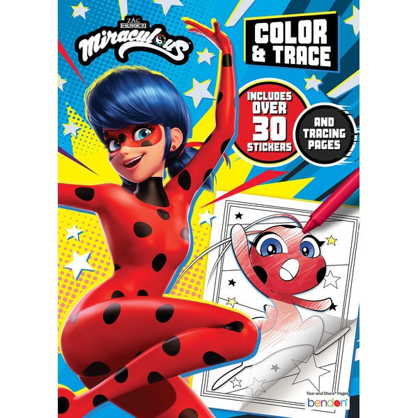 Bendon Miraculous: Tales of Ladybug and Cat Noir 48 Page Color & Trace Coloring Book 52562