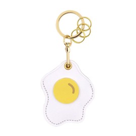 U-PICK Coin Shaped Edy Leather Keychain 500 Yen Coin Storage Cover Airtag Protective Case Cute Animal Keychain Strap, Eggs