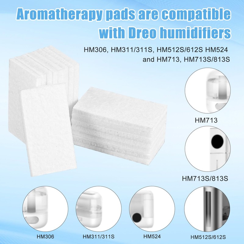 BOXOB 48 Packs Humidifier Aroma Refill Pads, Unscented Non-Woven Fabrics
