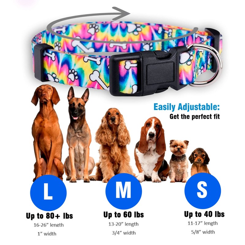 Native Pup Tie Dye Dog Collar/Paws and Bones Dog Collar