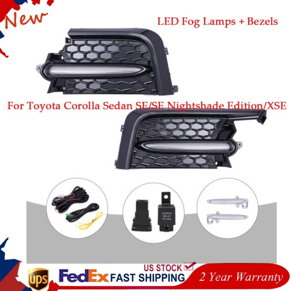 GDRASUYA10 For 20-22 Toyota Corolla Sedan Front LED Fog Lights&Bezel