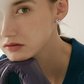 Aurora Tears Egyptian Eye of Horus Stud Earrings 925 Sterling Silver Evil Eye Earring Jewelry for Men and Women DE0233W