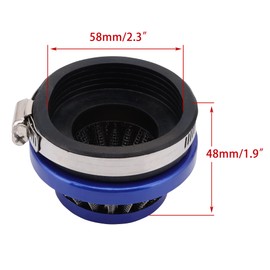 WOOSTAR 58mm Air Filter Replacement for 2 Stroke 47cc 49cc Scooter ATV Pocket Bike Mini Quad Lawn Machine Engine Blue