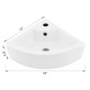 VASOYO Small Corner Bathroom Sink Wall Mount White Triangle Porcelain