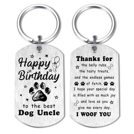 Alotozo Dog Uncle Birthday Gifts - Happy Birthday Keyring from Dogs to Uncle - Uncle Fathers Day Birthday Gifts from Dog