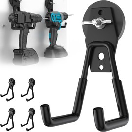 AIYOTAR 4 Pack Large Strong Magnetic Hooks Heavy Duty Garage Big Magnet Hooks Extra Strength Magnetic Utility Storage Hook Hanger with Anti Slip Coating for Garden Indoor Outdoor Hanging Tools Black