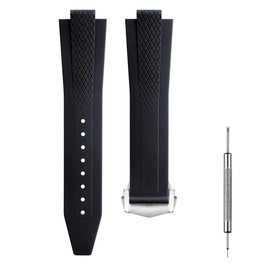 Cirtrar 22mm Rubber Silicone Watch Band Strap Compatible with Longines Conquest L3.835 L3.830 watch