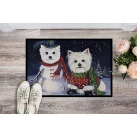 Caroline's Treasures PPP3286JMAT Westie Christmas Self Portrait Doormat 24x36 Front Door Mat Indoor Outdoor Rugs for Entryway, Non Slip Washable Low Pile, 24H X 36W