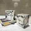 Artisanal Abode Natural Marble Pencil Pen Holder, Double Layer Desk