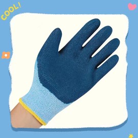 OLSON DEEPAK Waterproof Children Gardening Gloves for Boys and Girls,Breathable Rubber Coated Childrens Fishing Gloves with Non-Slip Grip (Blue+Yellow, 4 (Age 6-8)