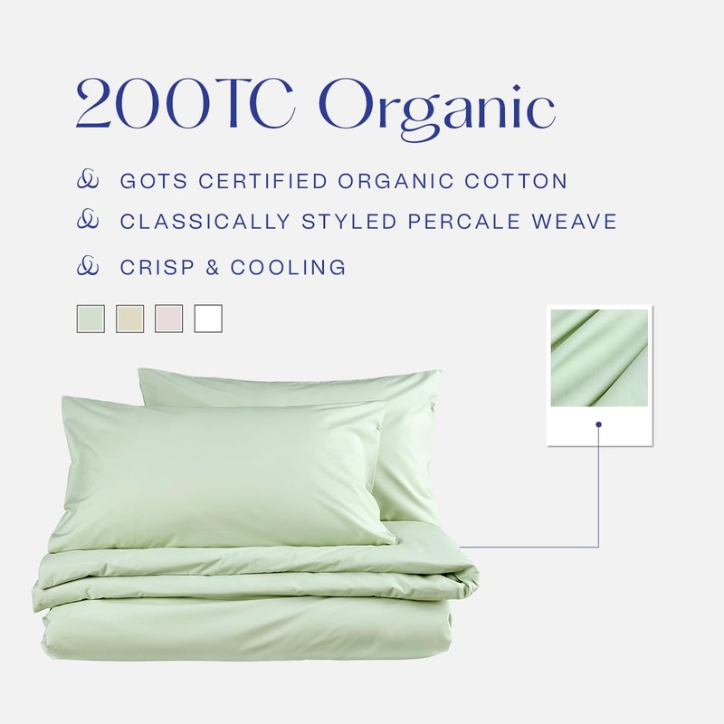 Christy 200TC Organic Single Flat Sheet | Sage Green |