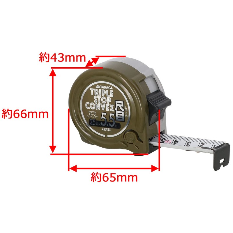 Takagi Takagi Triple Stop Convex Measure 1.0 inches (25 mm)