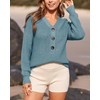 BTFBM Long Sleeve V Neck Button Down Sweater Solid Color