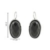 I Jewels Womens Silver Oxidised Teardrop Earrings With Oval Stones
