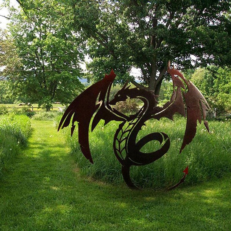 Dragon Sculpture Wall Art, Metal Dragon Decoration for Home, 28