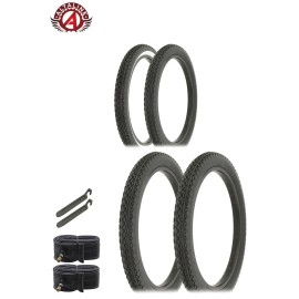 ALTALINE BICYCLE HEAVYDUTY DIAMOND TREAD S2 TIRES 20x 2.125 W/TUBES & TIRE LEVER - Black