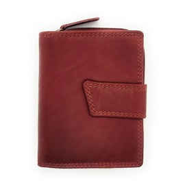 Small Genuine Leather Women's Wallet with RFID Protection, red, Retro
