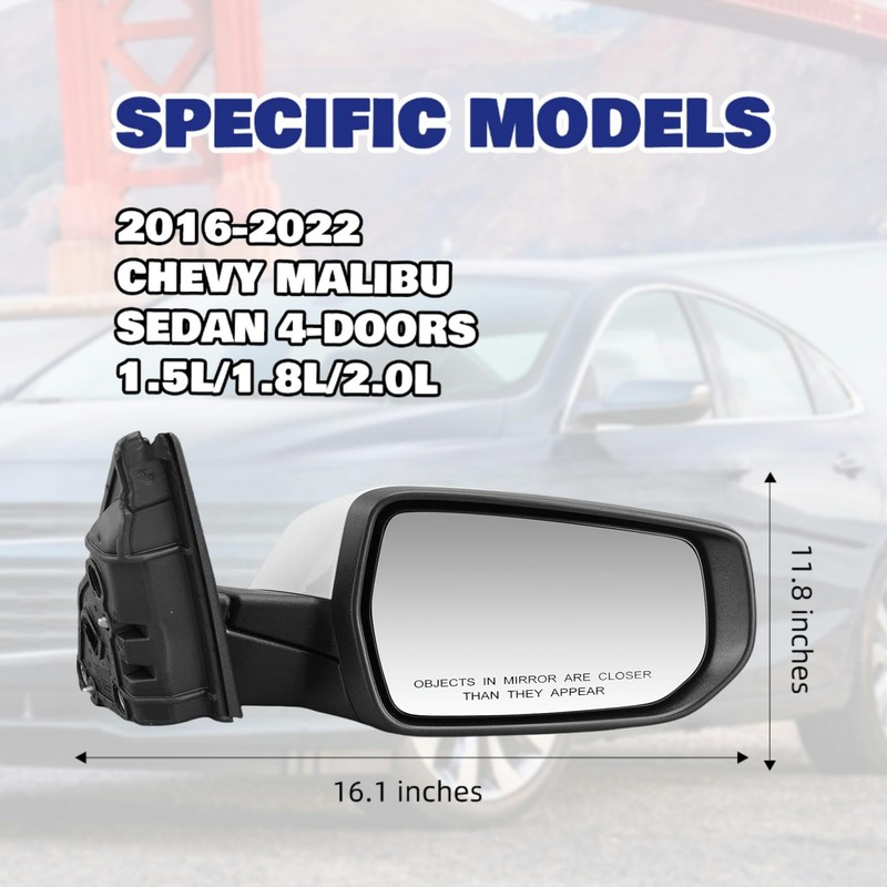 Passenger Side View Mirror Compatible With Chevy Malibu 2016-2021 3