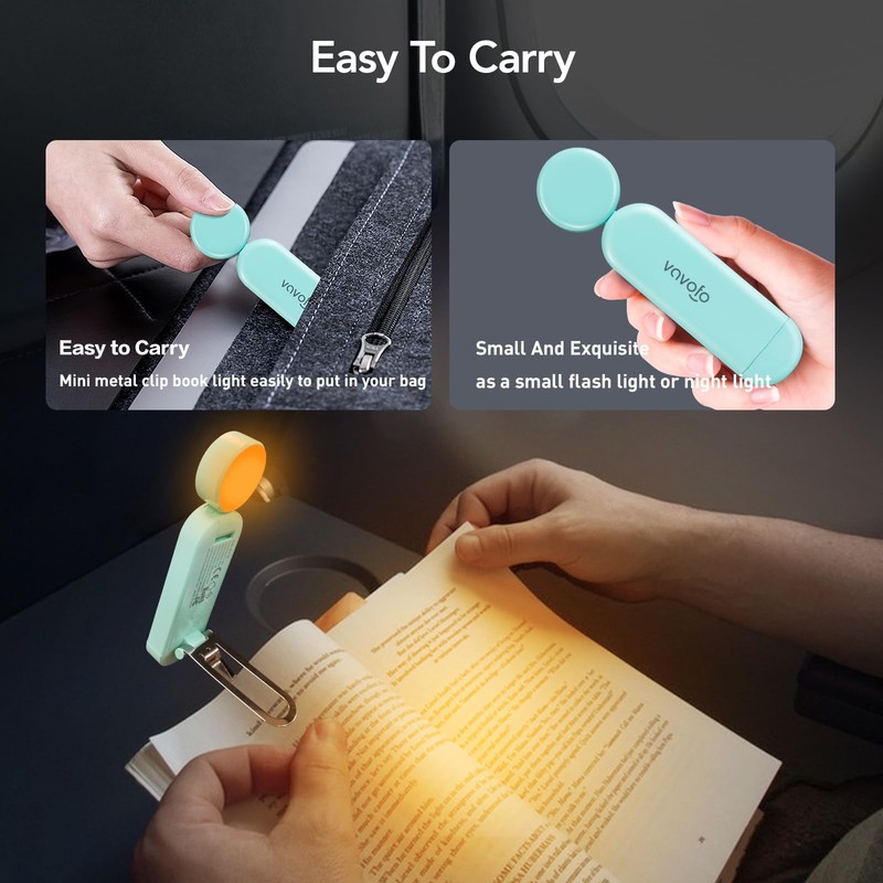 VAVOFO USB Rechargeable Book Light, Blue Light Blocking, Amber Light
