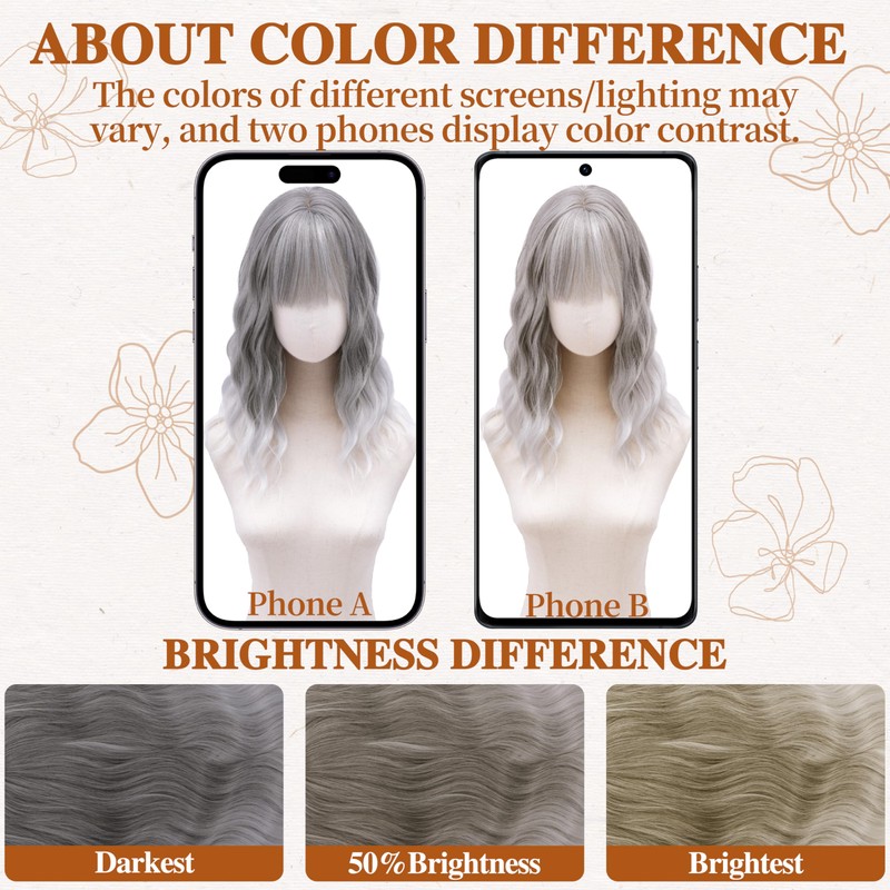 Hair Topper with Bangs 16 Inch Silver Cool Tone Wavy