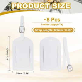PATIKIL Leather Luggage Tags Top Open Set of 8 Cute PU Bag Labels Luggage Name Labels Suitcase Accessories Airplane Travel Essentials White