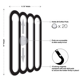 Demi's Home Magnetic Coffee Pod Holder for Nespresso Vertuo Capsules - Suitable to be Mounted on the Fridge (Black)