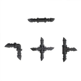 TopHomer Irrigation Fittings Kit, Drip Irrigation Plug Connectors for 1/4" Hoses Garden Flower Lawn 10pcs 4 Way Coupler