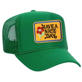 Have A Nice Day Vintage Patch Trucker Hat (Green)