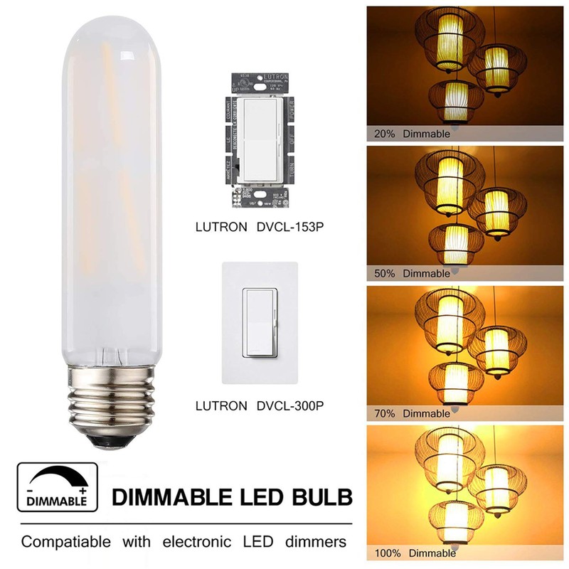 Leools T10 Led Frosted Bulb, 8W Dimmable Tubular LED Light