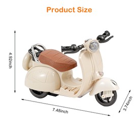 CMANLNYK Mini Scooter Toy for Doll - Cute Small Dolls Creative Accessories, Fun Interactive 360 Degree Rotating Motorcycle Toy with Lights and Music White