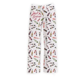 BRIEF INSANITY Just Screw It Pajama Lounge Pants - Comfy Silk PJ Bottoms for Women and Men - Wine Bottle Humorous Pajama Lounge Pants (Screw it, Medium)