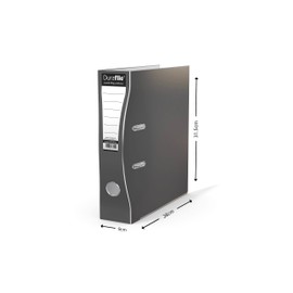Durafile Lever Arch File, Grey File, 'Ergonomic Curved Spine' Single Folder, Glossy Heavy Duty Board Construction with Metal Mechanism, Suitable for A4 Documents, Storage File folders