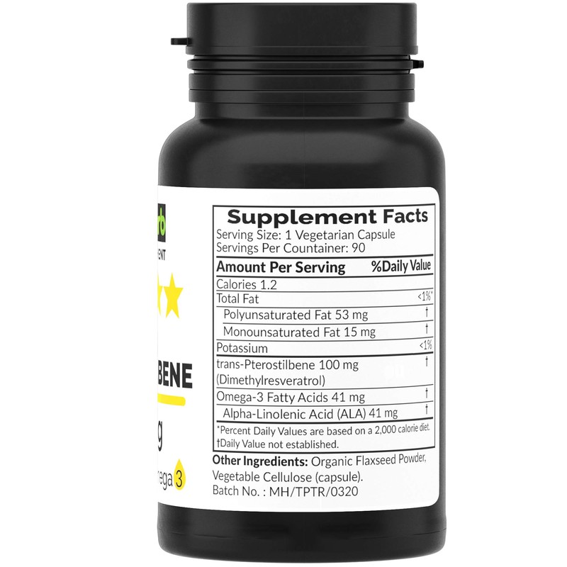 Trans-Pterostilbene 100 mg per Capsule - 90 Vegetarian Capsules