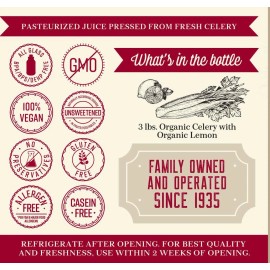 32oz Organic Celery Juice Fresh Pressed Gluten Free Non GMO Kosher Pure Juice