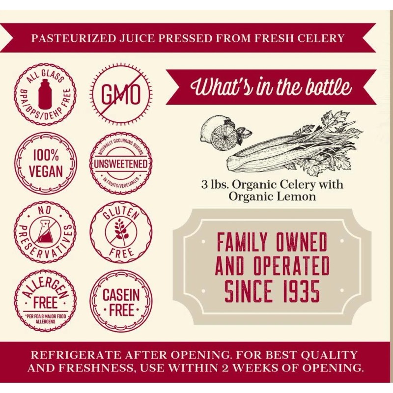 32oz Organic Celery Juice Fresh Pressed Gluten Free Non GMO