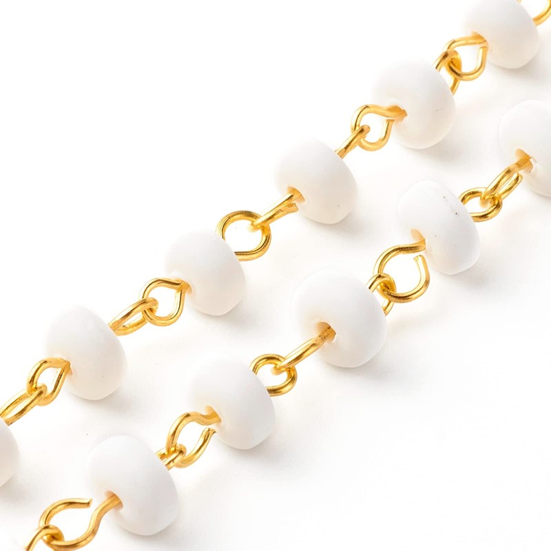 COGCHARGER 5 Strands White Clay Bead Chains Polymer Clay Bead