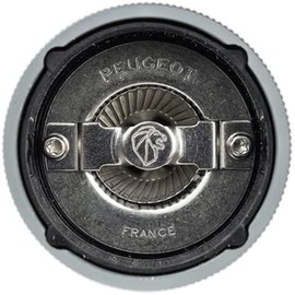 PEUGEOT - Line Salt Mill 18 cm + Rock Salt - Classic Grinding Level Adjustment - Aluminium and Recycled Wood with PEFC Seal - Carbon Colour