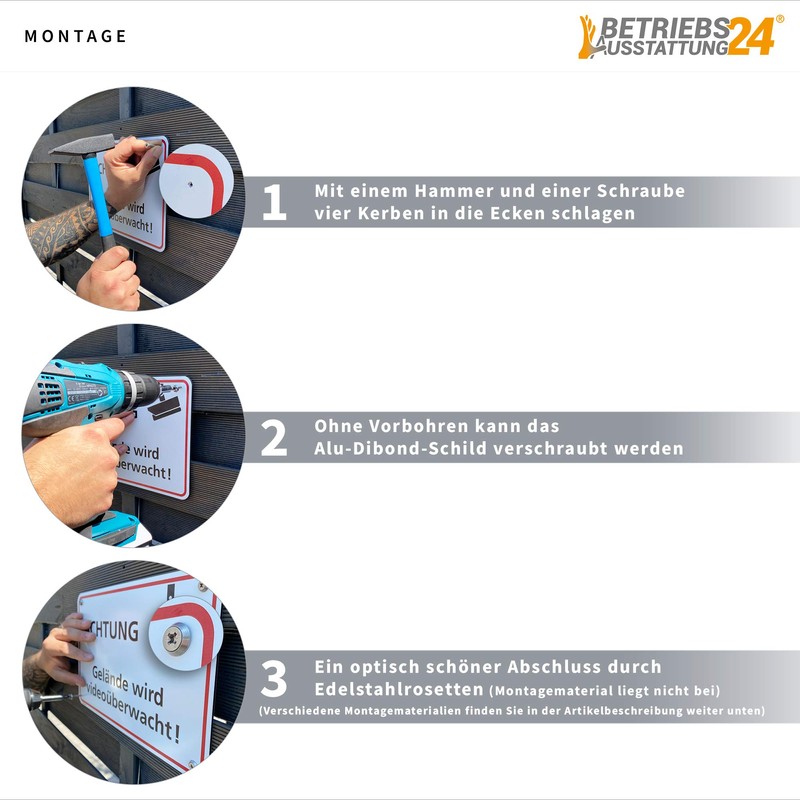 Betriebsausstattung24 Achtung! Tor Opens and Closes Automatic Sign | Aluminium